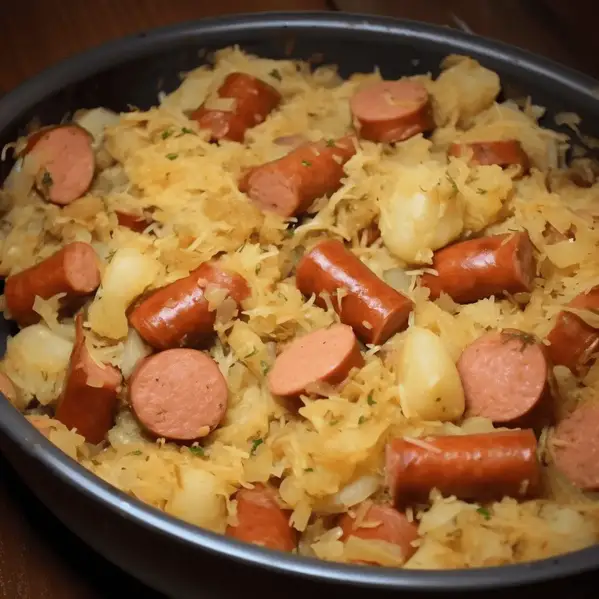 Polish sausage Sauerkraut and Potatoes - THETOTOME